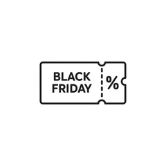 Black Friday Discount Ticket Icon Vector Illustration for Marketing