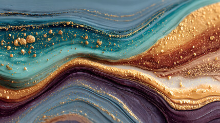 Organic liquid background with marble-like flow and earth tone colors.