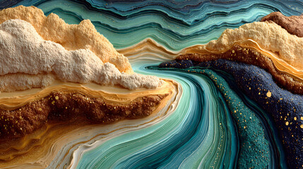 Organic liquid background with marble-like flow and earth tone colors.