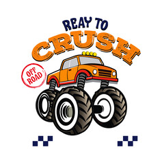 ready to crush first grade monster truck illustration cartoon design fun