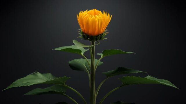 Time-lapse of a Sunflower Seed Germinating and Fully Blooming on Dark Background