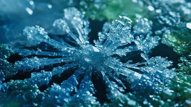 Serene Organic Geometry Emphasize the meditative and tranquil aspect of the slow crystal formation, showcasing the beauty of natural geometric patterns in motion.