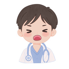 Fototapeta premium Little Doctor Boy Cartoon Character