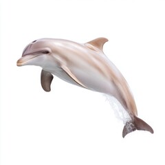 Fototapeta premium Joyful Dolphin Leaping Through the Air Splashing Water in a Bright Blue Ocean Environment