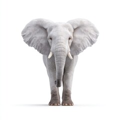 Majestic Elephant Standing Alone with Big Ears and Gentle Expression in a Minimalist Background