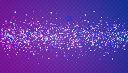 Holographic Tinsel. Pink Carnival Confetti And Blue Neon Glitter. Abstract Birthday Background. Firecracker Texture With Rainbow Color And Sparkle. Purple Holographic Tinsel © Holo Art