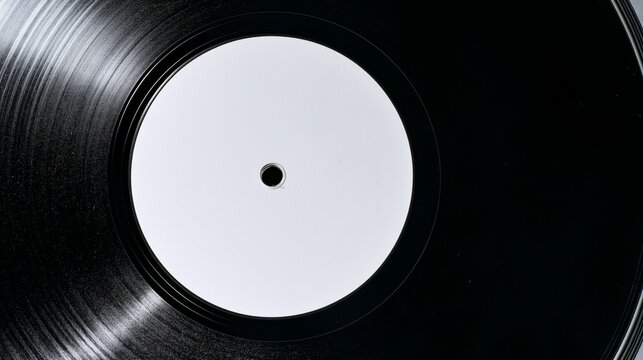 extreme macro vinyl record label top view blank white