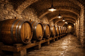 Old wine cellar with barrels
