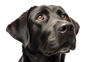 Fototapeta premium Hungry Labrador Retriever Looking Up Close Up Isolated on White