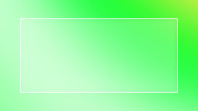 Blurred transparent glass rectangle frame element with soft green gradient animated background