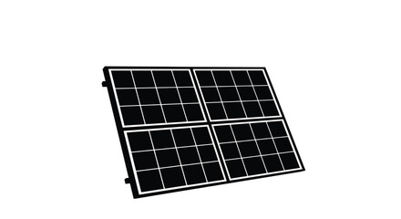 A black solar panel with a grid of cells angled against a white background © SHYFUL_STUDIO