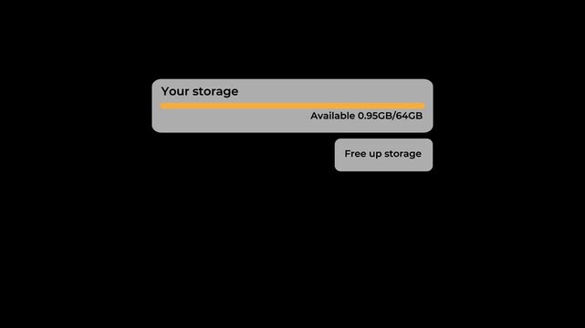 storage full free up storage button animation for ui.