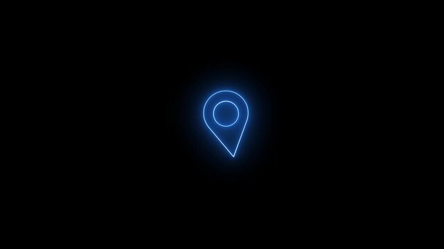 glowing location pin icon animation for gps navigation map application user interface.