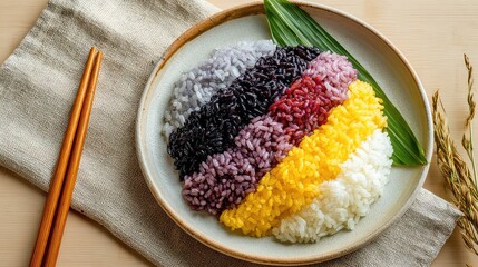 Five-Color Sticky Rice (五色糯米饭), Chinese Dessert, Guangxi Cuisine, Guangxi Dessert