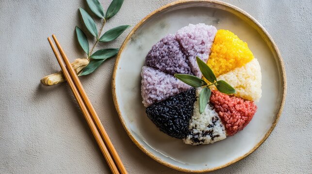 Five-Color Sticky Rice (五色糯米饭), Chinese Dessert, Guangxi Cuisine, Guangxi Dessert