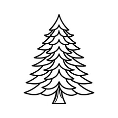 Fototapeta premium pine tree nature lineart illustration on white background