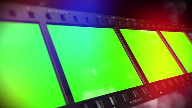 Retro Movie Projector Film Strip with Chroma Key Green Screens