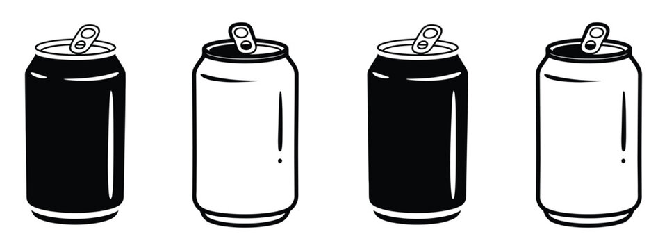 Soda Can icon design, black outline vector, soda and juice beverage symbol, drink packaging and refreshment concept illustration.