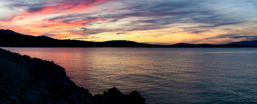 Soft Pastel Twilight Over Jelsa and the Calm Adriatic Sea, Hvar Island, Croatia