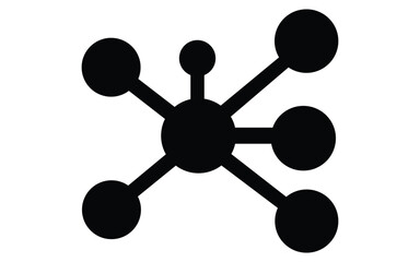 Network connection icon with linked nodes silhouette isolated on white background