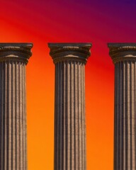 Neo Classical Stone Columns on Vibrant Gradient Background Representing Judicial History and Civil Rights for Educational Content and Legal Marketing Material