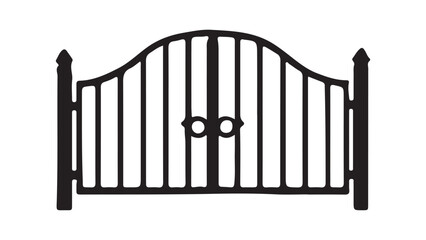 Curved double-leaf iron gate silhouette vector
