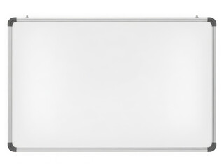 White rectangular board with metal frame isolated on a transparent background