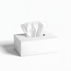 Tissue Box: A clean, minimalistic tissue box exudes a sense of purity and hygiene, showcasing the soft, unfolded tissue papers ready for use.