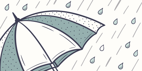 A vibrant illustration of an open umbrella shielding from falling raindrops