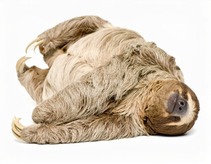 Naklejka premium Flexible Sloth over White Background, Funny Stretching Animal No Shadow