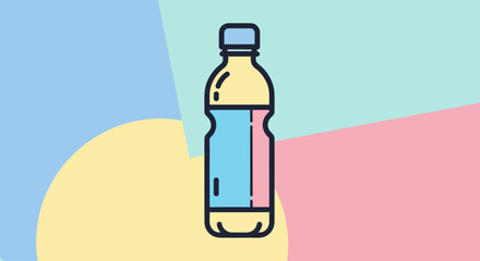Obraz premium Minimalist Water Bottle Illustration on Pastel Geometric Background