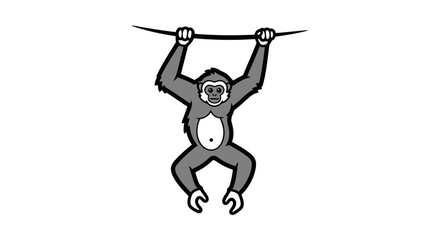 A cartoon monkey hanging from a branch © A B I G A I L