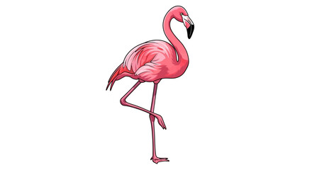 Obraz premium A pink flamingo standing on one leg against a white background.