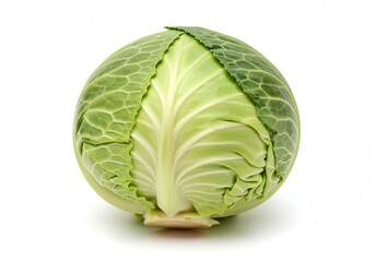 Fototapeta premium Fresh Cut Green Cabbage Isolated on White Background