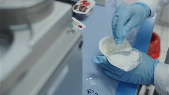 Laboratory Technician Mixing Dairy Product Sample