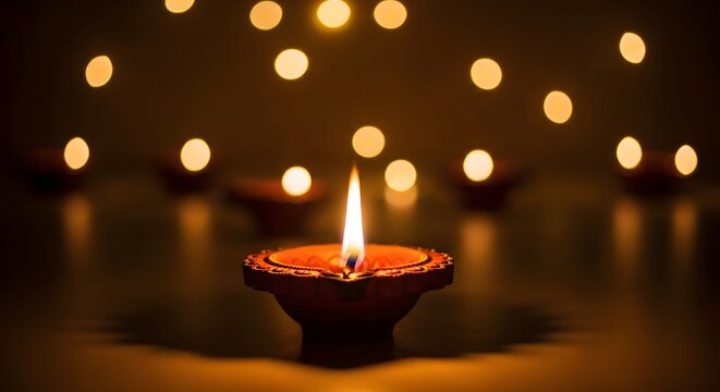 Diwali festival of lights a single diya shining bright in the dark