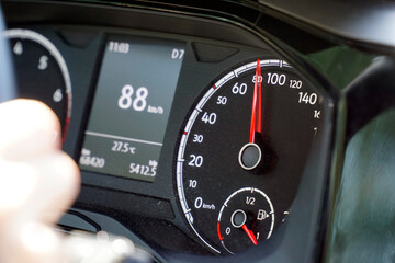 Digital Car Speedometer Showing 88 Kilometers Per Hour