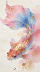 Watercolor style goldfish illustration