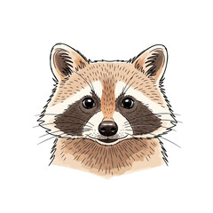 Raccoon Face Illustration Detailed Portrait.