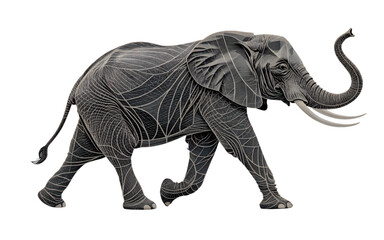 Obraz premium Minimalist Elephant Outline Line Icon – Wildlife Black Vector