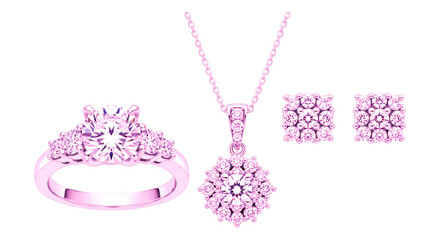 Elegant luxury diamond jewelry set isolated premium fashion accessory