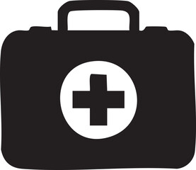 Obraz premium Medical First Aid Kit Silhouette Icon for Emergency Healthcare and Safety Equipment