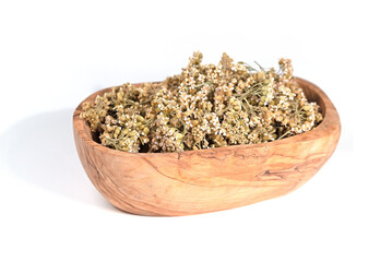 Getrocknete Schafgarbe vor weißem Hintergrund © M. Schuppich