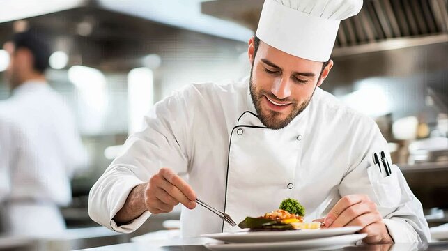 Professional Chef Plating Gourmet Dish