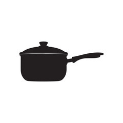 Black Cooking pot silhouette vector illustration