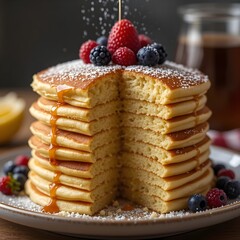 황금 팬케이크 더미