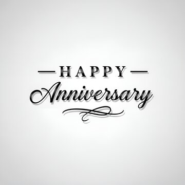 Happyanniversary text with elegant typography and decorative elements on a clean background