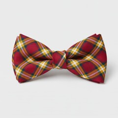 Red Yellow Green White Plaid Bow Tie