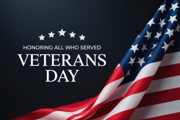 Veterans Day Tribute with American Flag and Stars on Dark Background patriotic