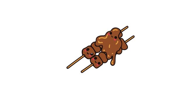 Cute Satay Food Vector Illustration